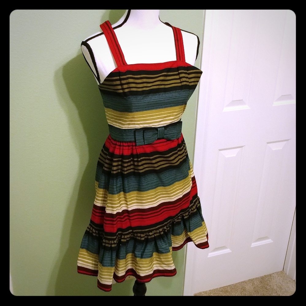 French Connection criss cross striped dress